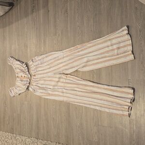 Aeropostale Two Piece Linen Blend Striped Jumpsuit **CHECK SIZING**